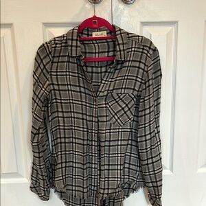 Bella Dahl Black and White Plaid Shirt